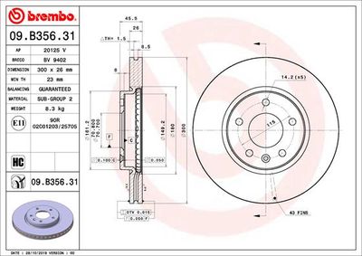 09B35631 BREMBO Тормозной диск