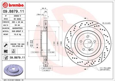 09B87911 BREMBO Тормозной диск