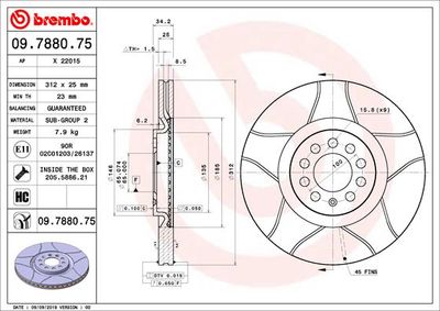 09788075 BREMBO Тормозной диск