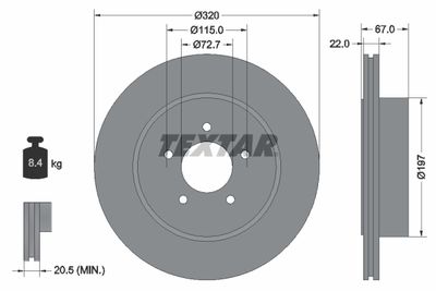 92177205 TEXTAR Тормозной диск