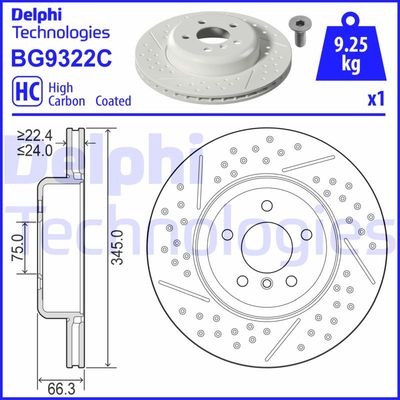 BG9322C DELPHI Тормозной диск