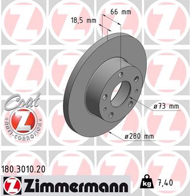 180301020 ZIMMERMANN Тормозной диск