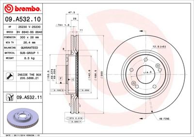 09A53211 BREMBO Тормозной диск
