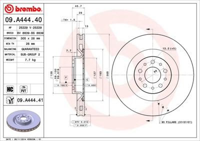 09A44441 BREMBO Тормозной диск