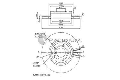 P330156 ASHUKI by Palidium Тормозной диск