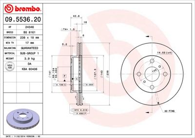 09553620 BREMBO Тормозной диск