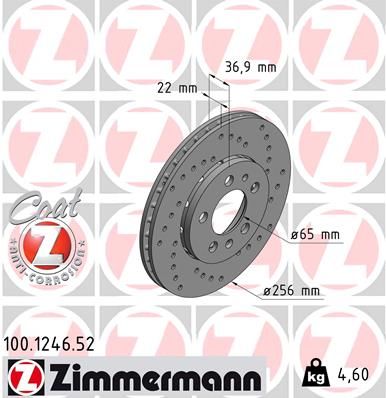 100124652 ZIMMERMANN Тормозной диск