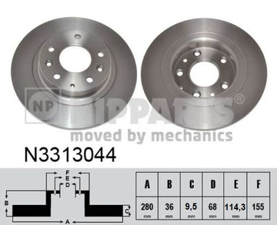 N3313044 NIPPARTS Тормозной диск