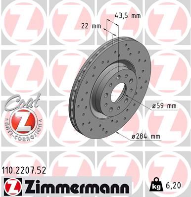 110220752 ZIMMERMANN Тормозной диск