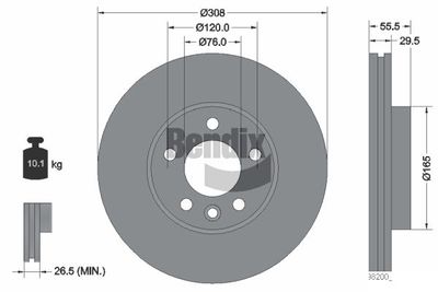 BDS1445 BENDIX Braking Тормозной диск