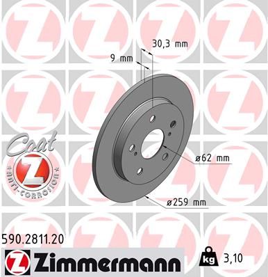 590281120 ZIMMERMANN Тормозной диск
