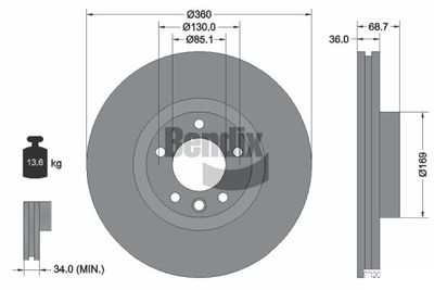 BDS1913RHC BENDIX Braking Тормозной диск