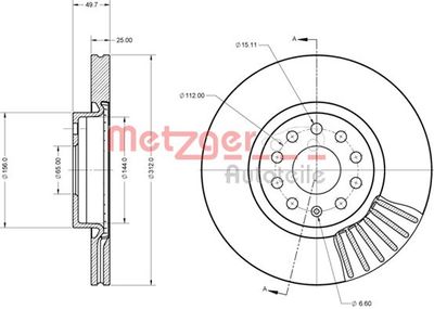 6110072 METZGER Тормозной диск