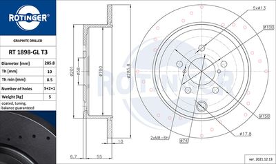 RT1898GLT3 ROTINGER Тормозной диск