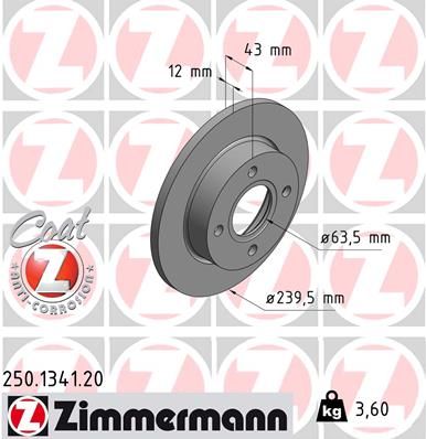 250134120 ZIMMERMANN Тормозной диск