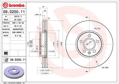 09D25011 BREMBO Тормозной диск