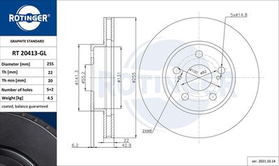 RT20413GL ROTINGER Тормозной диск