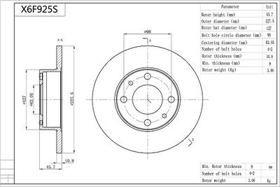 X6F925S AISIN Тормозной диск
