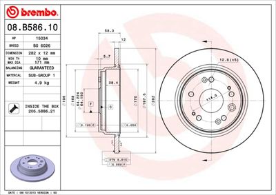 08B58610 BREMBO Тормозной диск