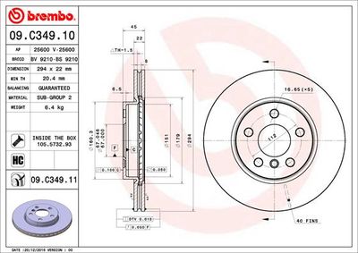 09C34911 BREMBO Тормозной диск