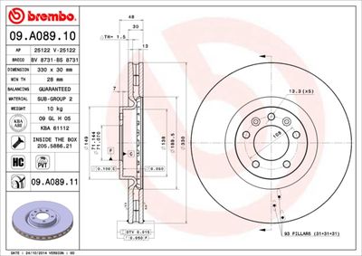 09A08910 BREMBO Тормозной диск