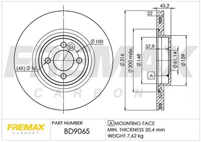 BD9065 FREMAX Тормозной диск