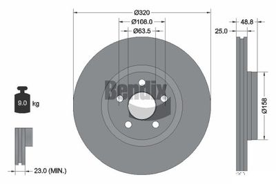 BDS2252 BENDIX Braking Тормозной диск