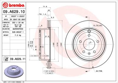 09A62911 BREMBO Тормозной диск