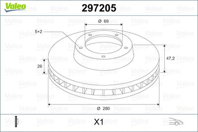 297205 VALEO Тормозной диск