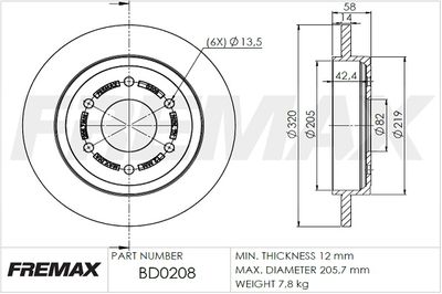 BD0208 FREMAX Тормозной диск