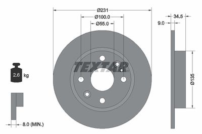 92096600 TEXTAR Тормозной диск