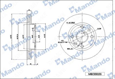 MBC030155 MANDO Тормозной диск