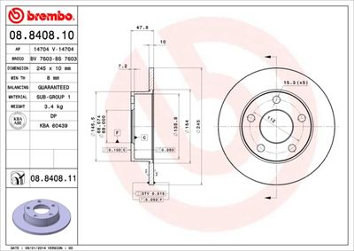 08840811 BREMBO Тормозной диск