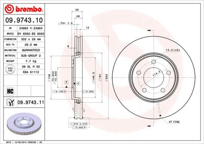 09974311 BREMBO Тормозной диск