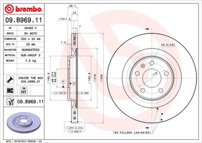 09B96911 BREMBO Тормозной диск