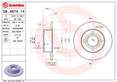 08487414 BREMBO Тормозной диск