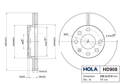 HD908 HOLA Тормозной диск