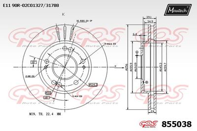 855038 MAXTECH Тормозной диск