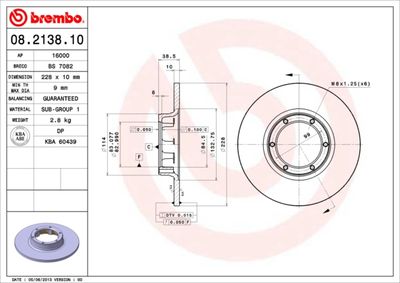 08213810 BREMBO Тормозной диск