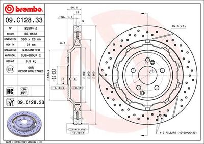 09C12833 BREMBO Тормозной диск