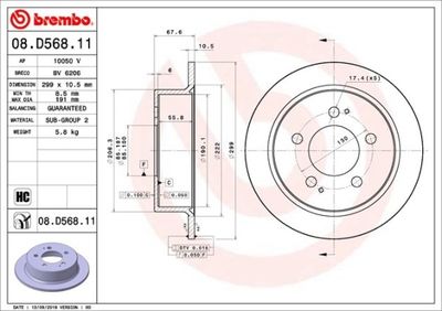 08D56811 BREMBO Тормозной диск