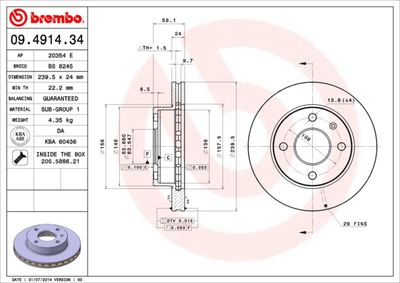 09491434 BREMBO Тормозной диск