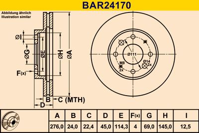 BAR24170 BARUM Тормозной диск