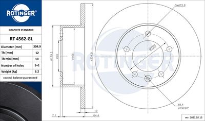 RT4562GL ROTINGER Тормозной диск