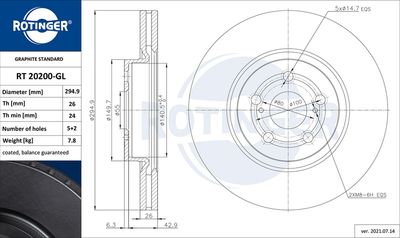 RT20200GL ROTINGER Тормозной диск