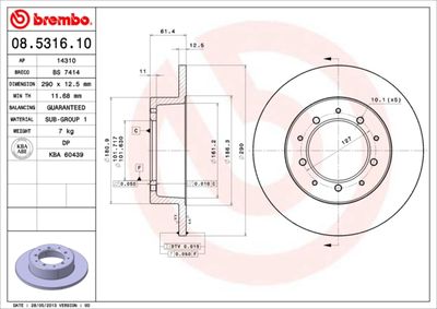 08531610 BREMBO Тормозной диск