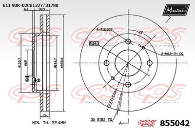 855042 MAXTECH Тормозной диск