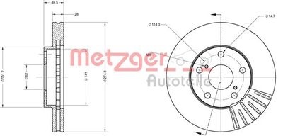 6110624 METZGER Тормозной диск