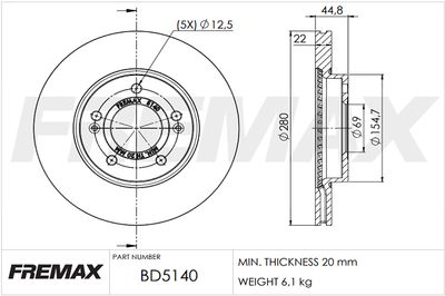 BD5140 FREMAX Тормозной диск