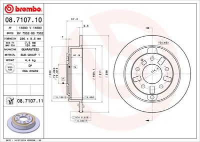 08710711 BREMBO Тормозной диск